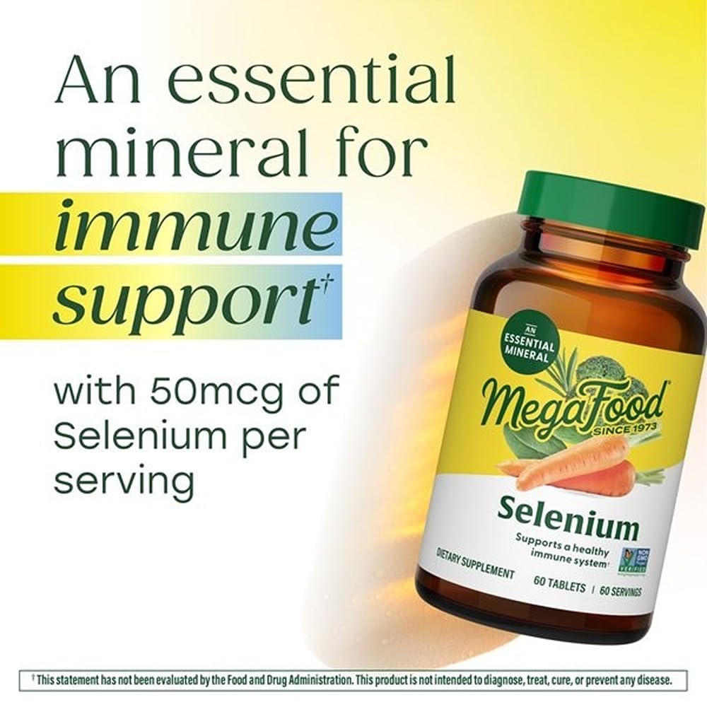 Ingrédients du complément Sélénium MegaFood sur un fond naturel