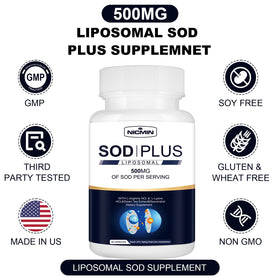 Ingredients du complément SOD 500mg NICMIN sur l'étiquette