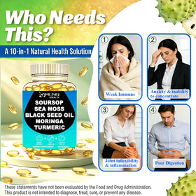Ingrédients du complément Soursop 10 en 1 AMENQ hHEALTH, vue détaillée