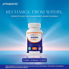 Ingrédients du complément Vitamatic NADH 20mg sur l'étiquette