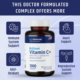 Ingrédients du Complexe de Vitamine C AgeImmune sur l'étiquette