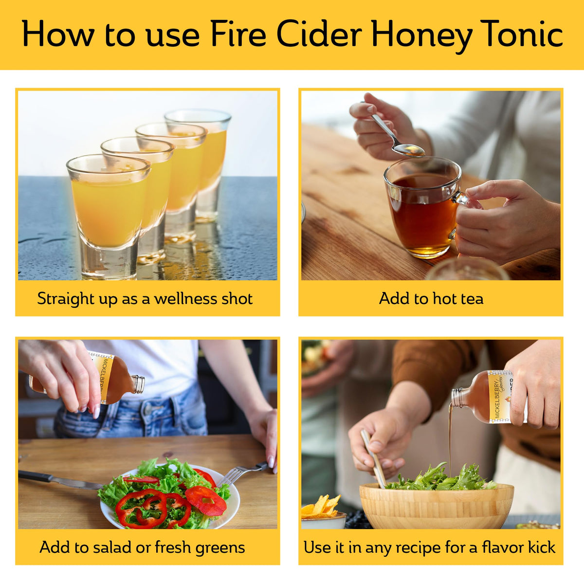 Ingrédients du Fire Cider Tonic sur une table