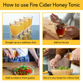 Ingrédients du Fire Cider Tonic sur une table