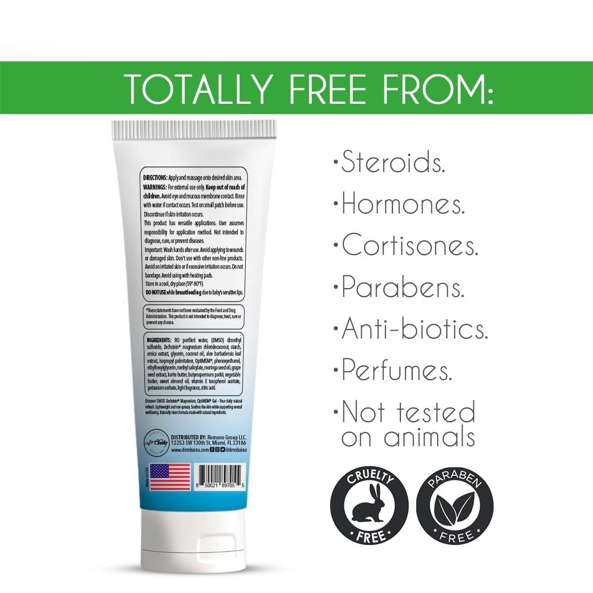 Ingrédients du Gel DMSO Dr. Robaina, Aloe Vera et Vitamine E