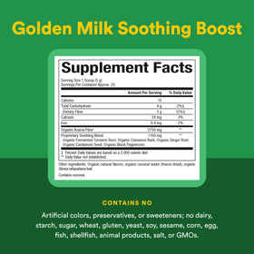 Ingrédients du Golden Milk Soothing Powder de Natural Factors