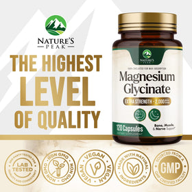 Ingrédients du magnésium glycinate Nature's Peak sur l'étiquette