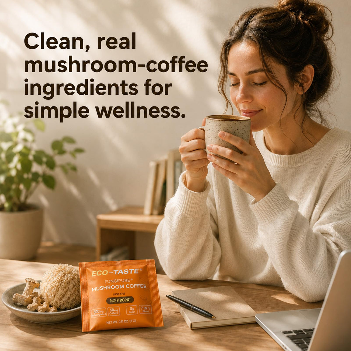 Ingrédients du mélange de café aux champignons ECO-TASTE