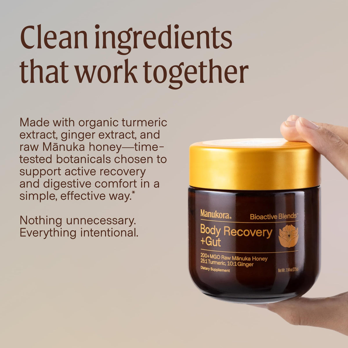 Ingrédients du miel de Manuka 225g de Manukora