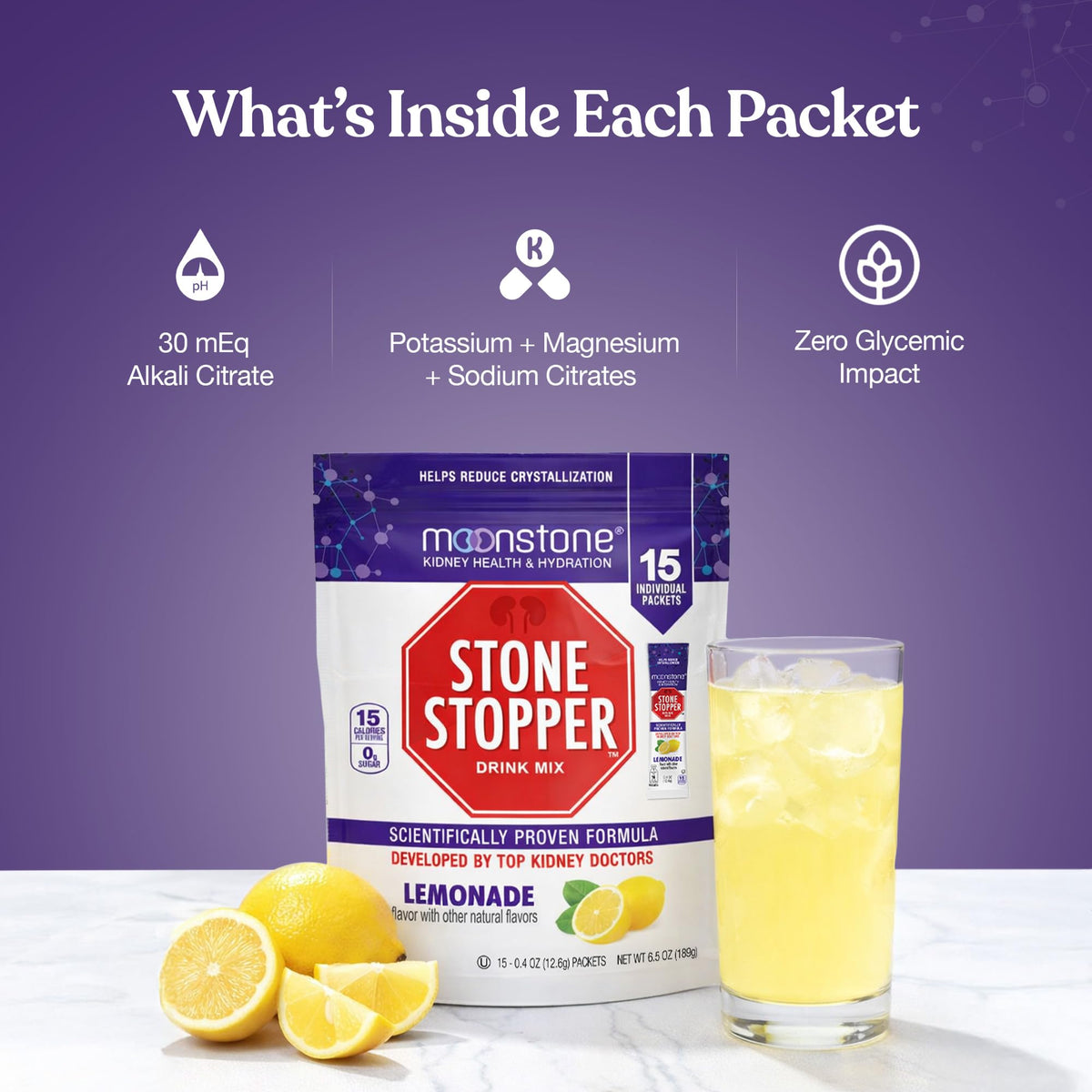 Ingrédients du mix de boisson Moonstone au citron