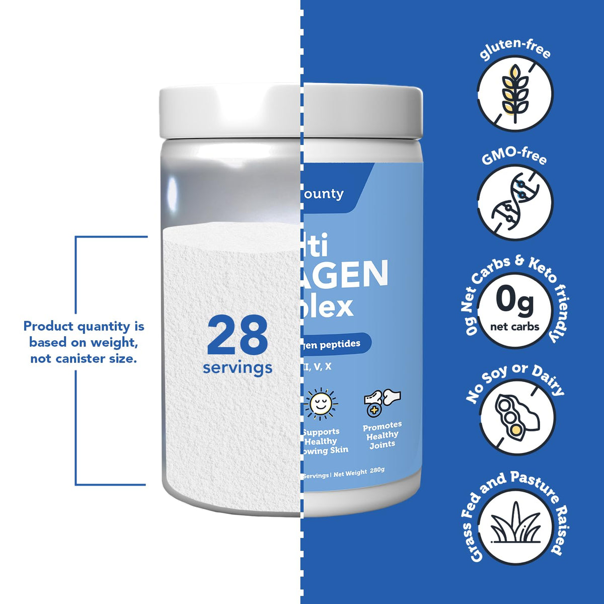 Ingrédients du Multi Collagen Complex de Vitamin Bounty sur l'étiquette