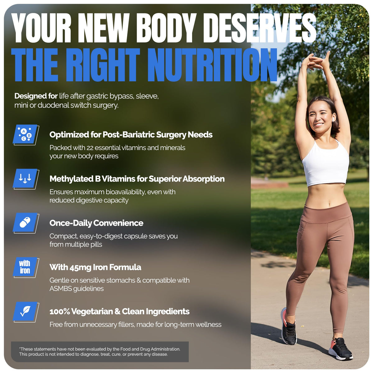 Ingrédients du multivitamine Shiny Leaf avec fer et vitamines