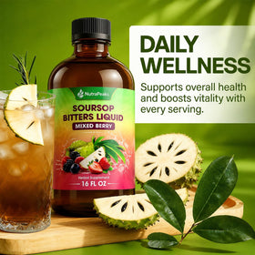 Ingrédients du NutraPeaks Bitters Liquide Soursop sur l'étiquette