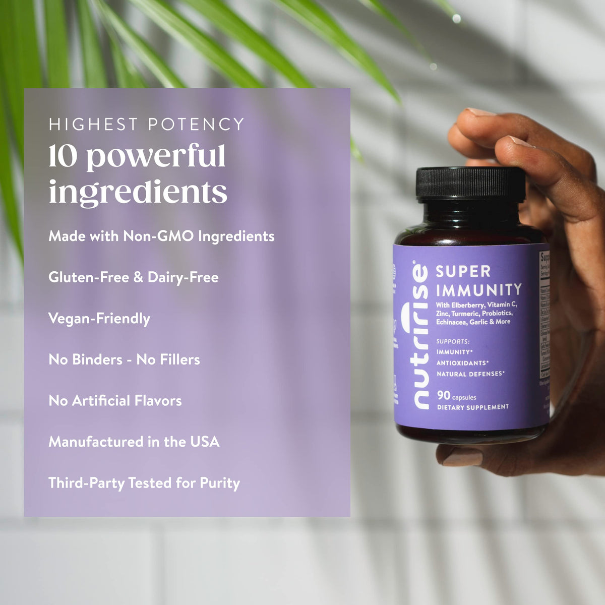 Ingrédients du NutriRise Complexe de Soutien daily wellness sur une table