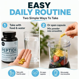 Ingrédients du Peptide use Complex Atlantic Naturals sur une table