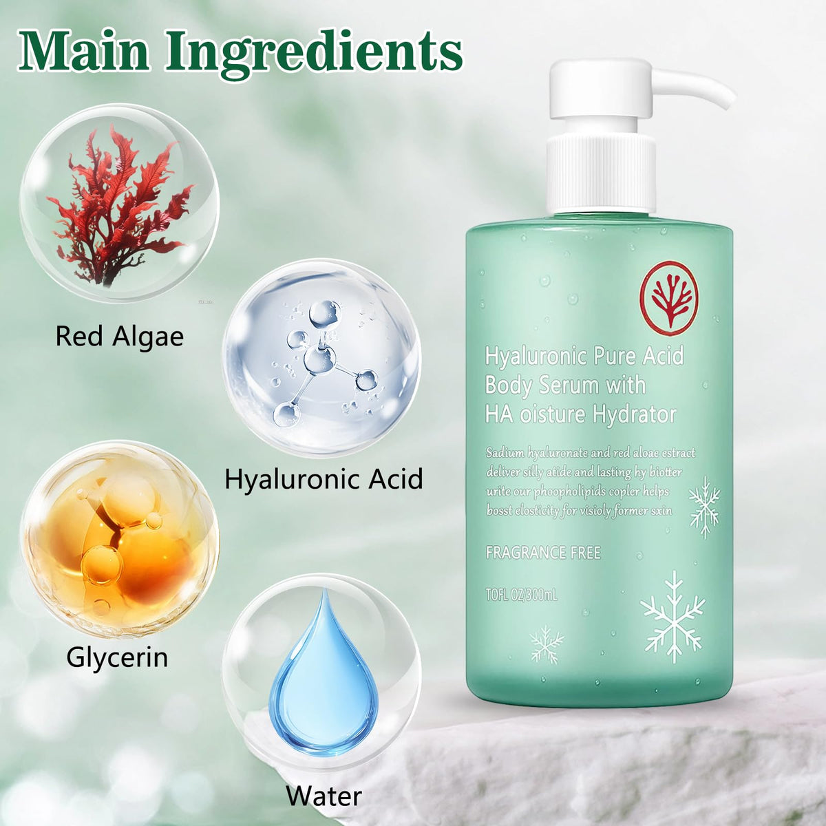 Ingrédients du sérum corporel acide hyaluronique