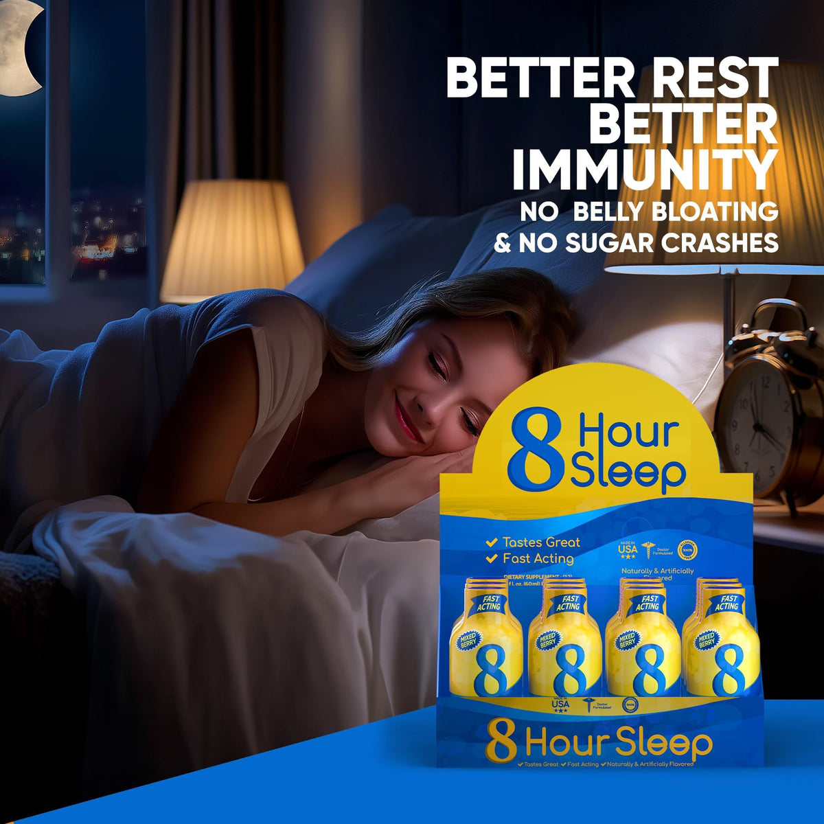 Ingrédients du shot de sommeil Vitamin Energy, incluant mélatonine et extraits de plantes