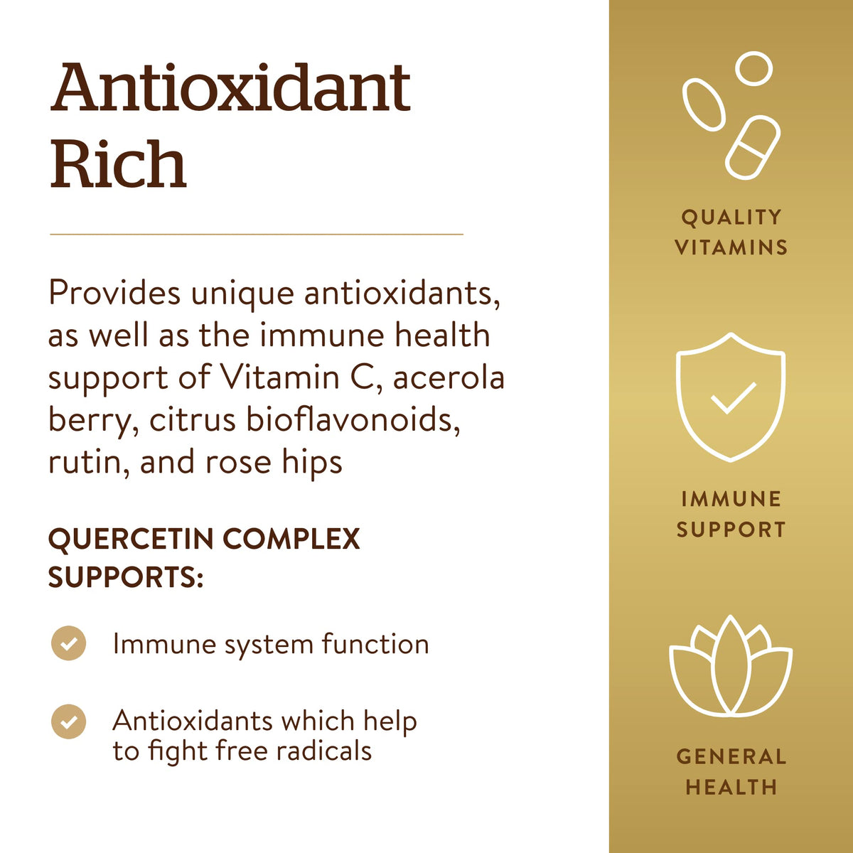 Ingrédients du Solgar Quercetin Complex sur l'étiquette