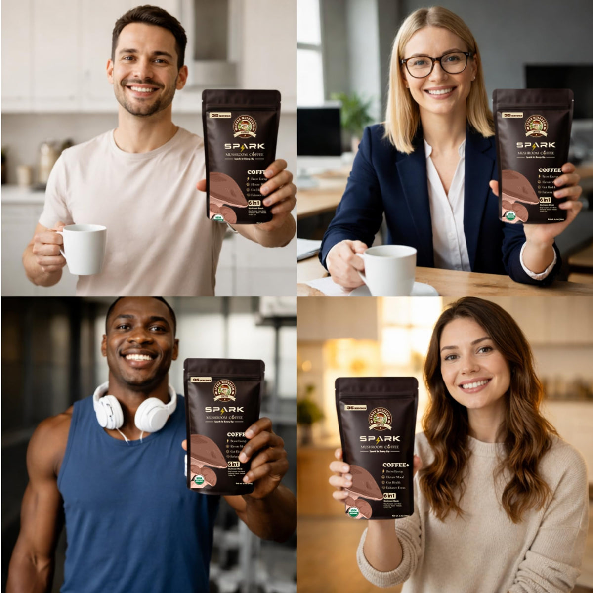 Ingrédients du Spark Mushroom Coffee sur l'emballage