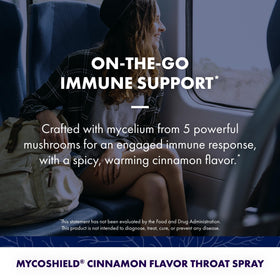 Ingrédients du spray de gorge MycoShield Host Defense sur l'emballage