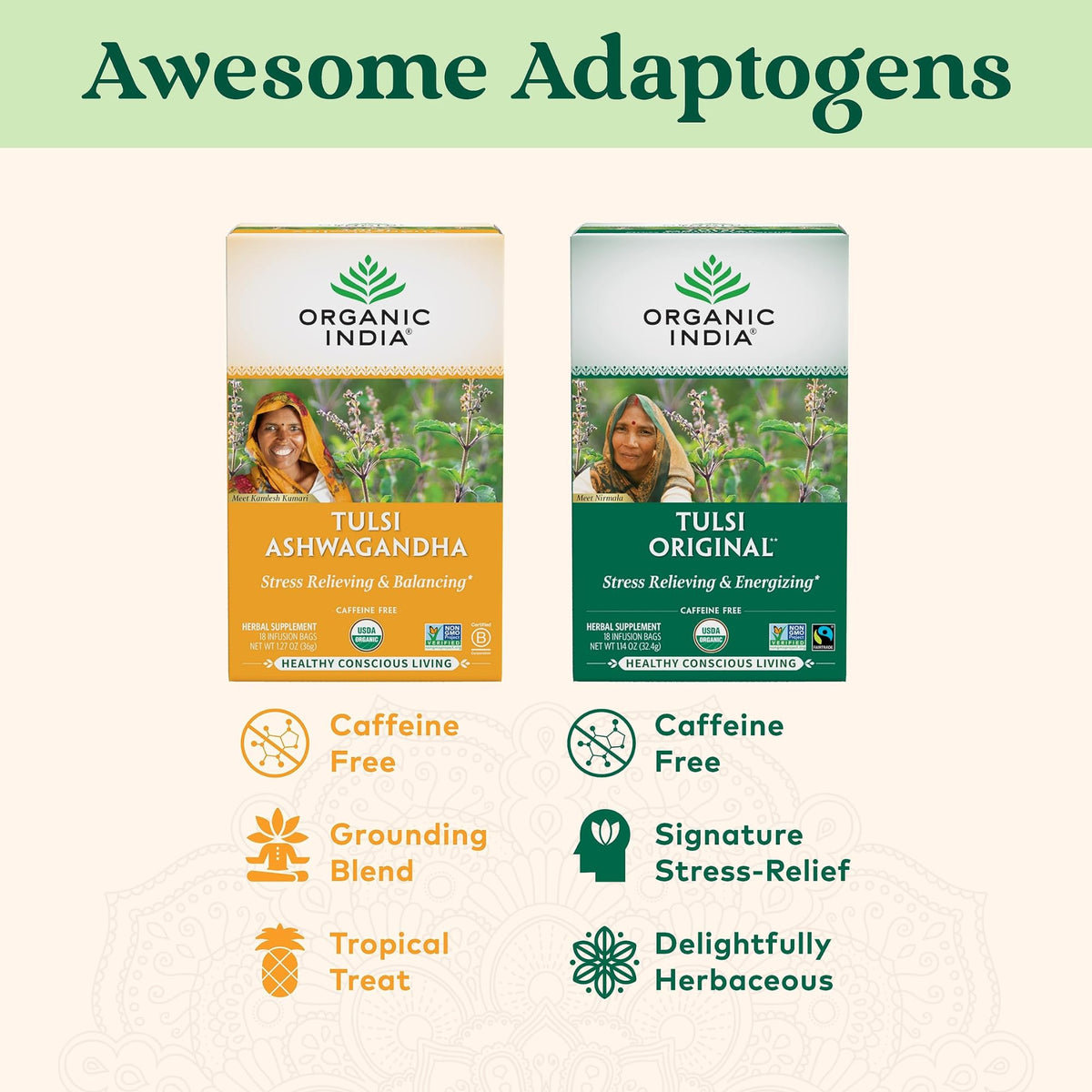 Ingrédients du Thé Herbal Tulsi Original ORGANIC INDIA