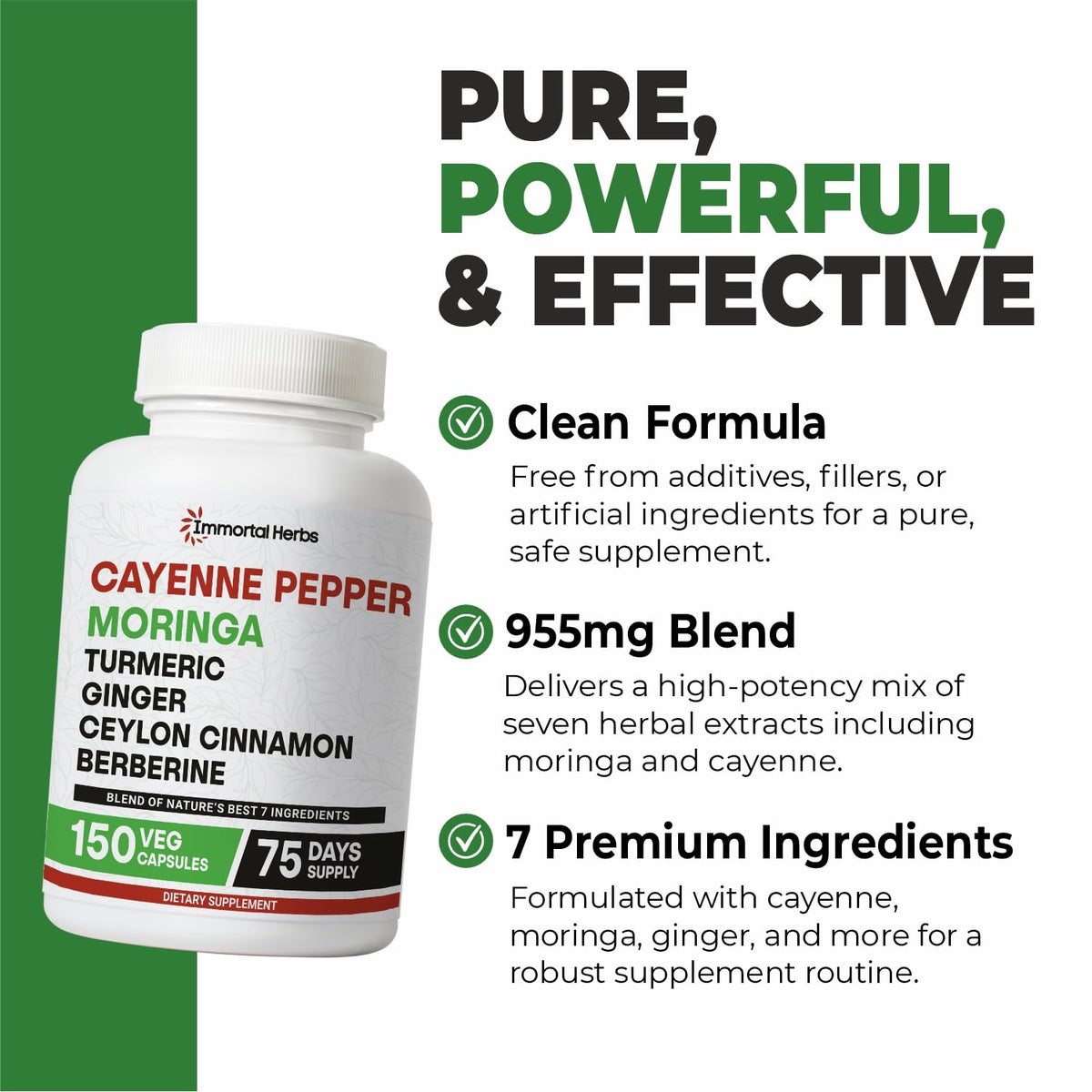 Ingrédients en vrac des gélules Moringa Piment de Cayenne