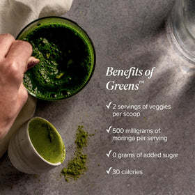 Ingrédients Isagenix Moringa Greens sur la boîte