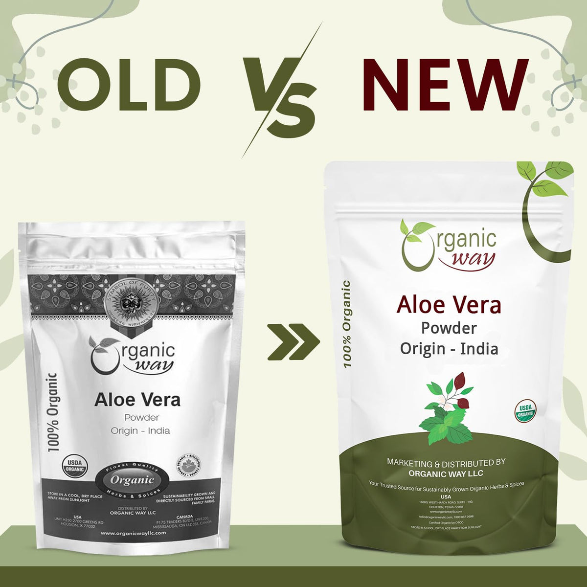 Ingrédients naturels avec poudre d'aloe vera Organic Way