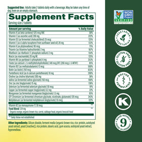 Ingrédients naturels dans la multivitamine avancée MegaFood pour hommes