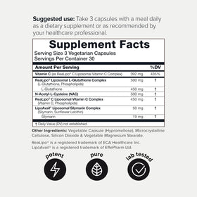 Ingrédients naturels dans le Toniiq Glutathione Liposomal 1500mg