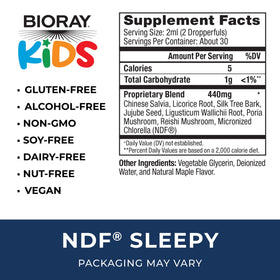 Ingrédients naturels de BIORAY Kids NDF Sleepy
