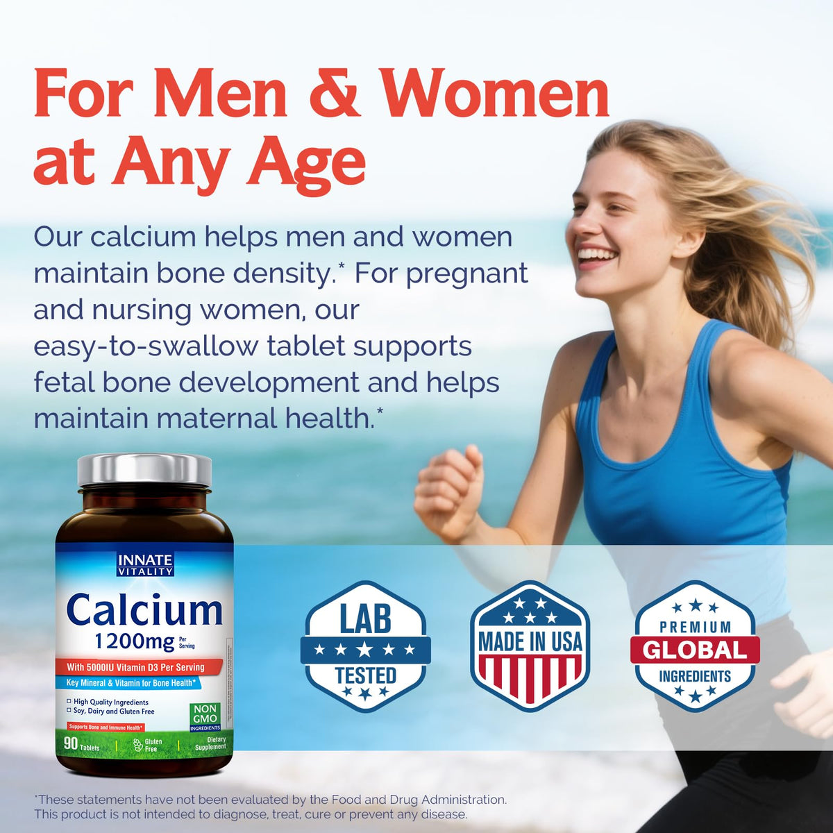 Ingrédients naturels de Calcium et Vitamine D3 Innate Vitality