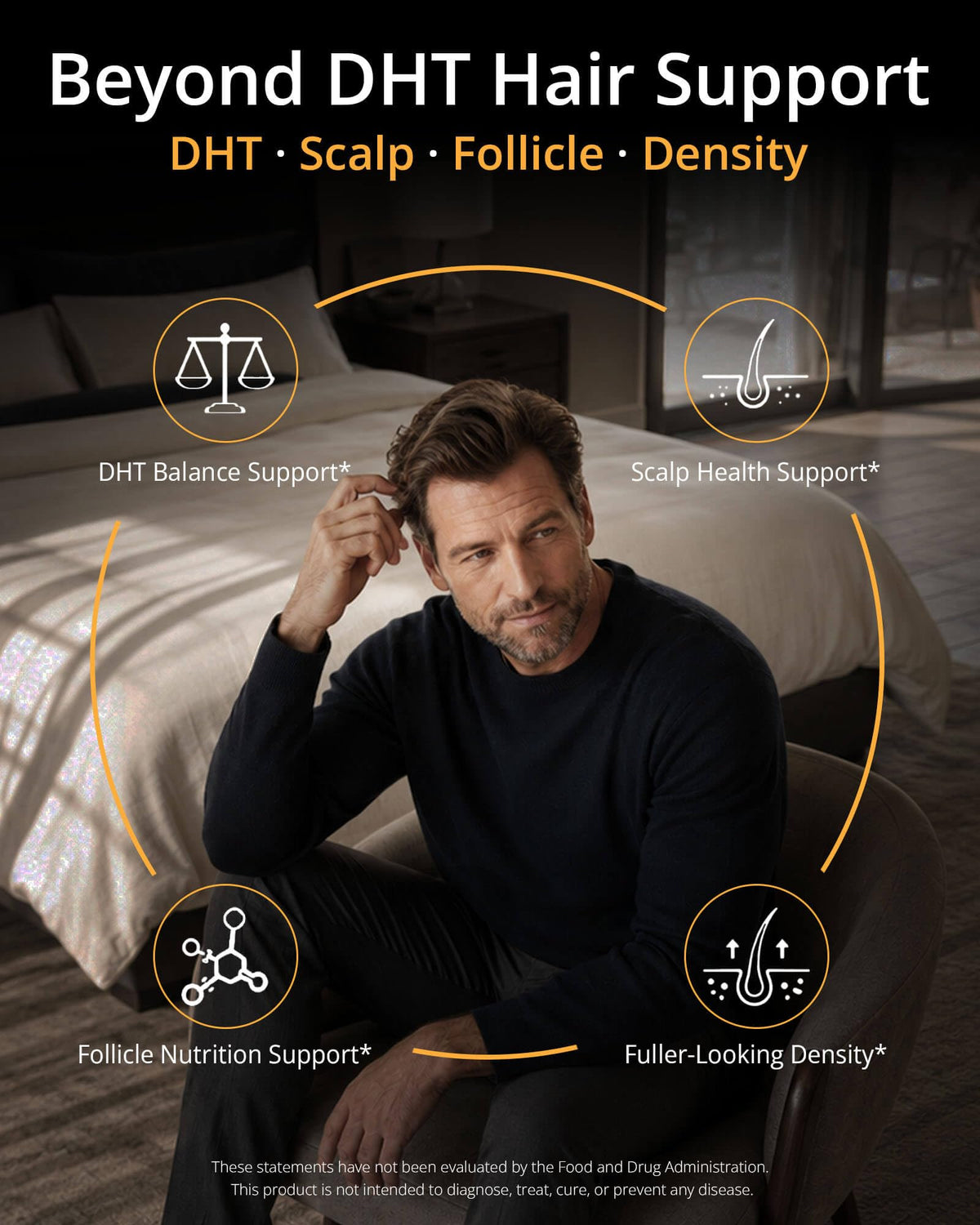 Ingrédients naturels de HiWell Absorfyx DHT Blocker sur fond blanc