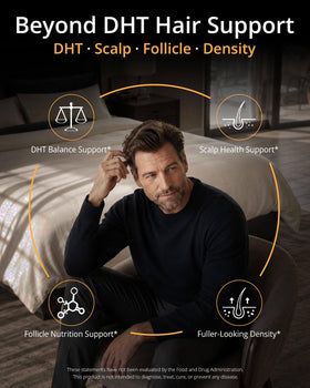 Ingrédients naturels de HiWell Absorfyx DHT Blocker sur fond blanc