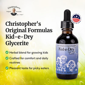 Ingrédients naturels de Kid-e-Dry Glycerite, racine de persil et baie de genévrier