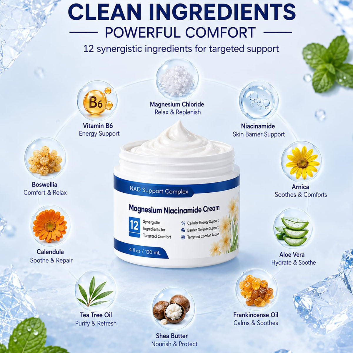 Ingrédients naturels de la crème Nordvida, arnica et aloe vera