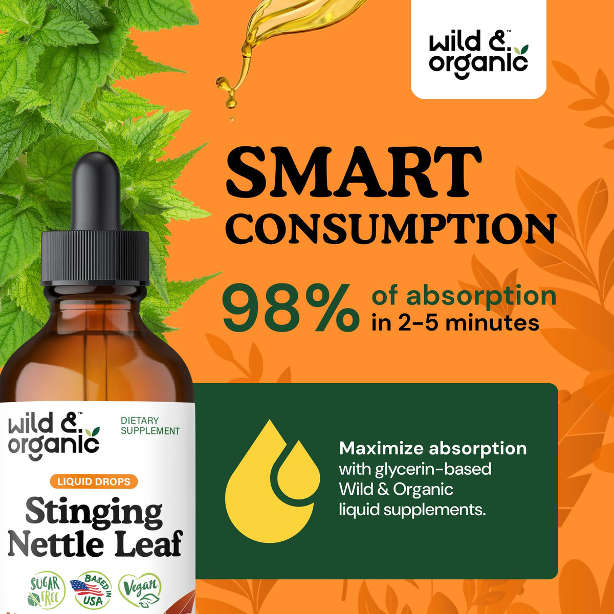 Ingrédients naturels de la Teinture d'Ortie Wild & Organic