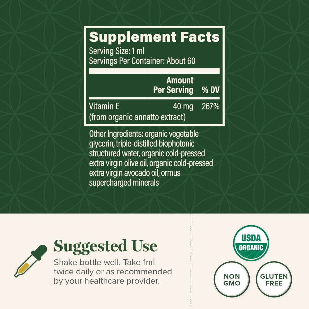 Ingrédients naturels de la Vitamine E Liquide Global Healing Center
