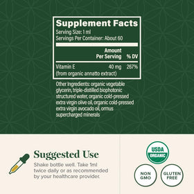 Ingrédients naturels de la Vitamine E Liquide Global Healing Center