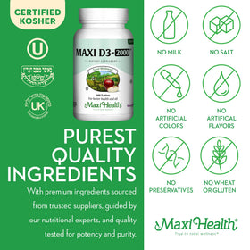 Ingrédients naturels de Maxi Health Vitamine D3