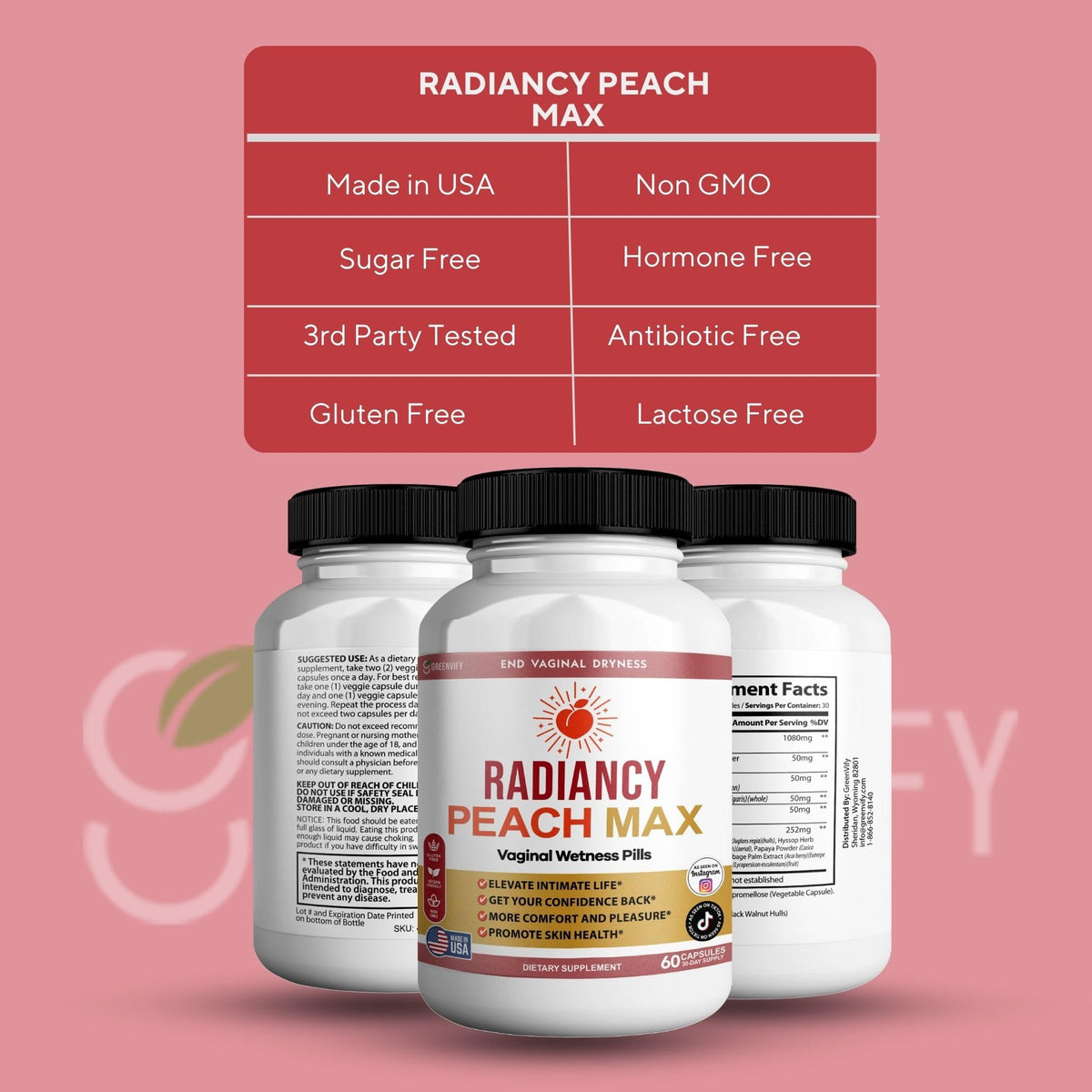 Ingrédients naturels de Radiancy Peach Max, incluant ail, gingembre et papaye