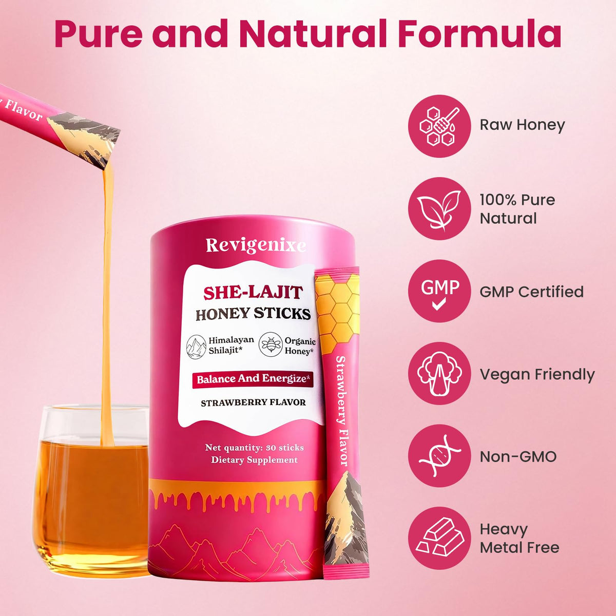 Ingrédients naturels des bâtonnets de miel Shilajit
