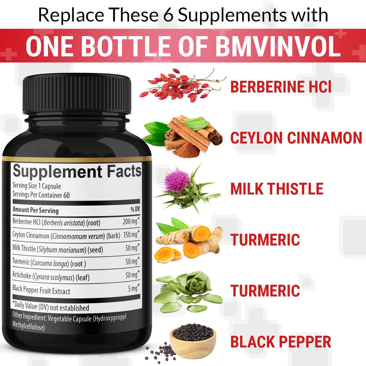 Ingrédients naturels des capsules BMVINVOL Berbérine