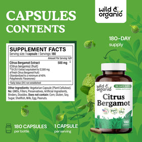 Ingrédients naturels des capsules de bergamote Wild & Organic