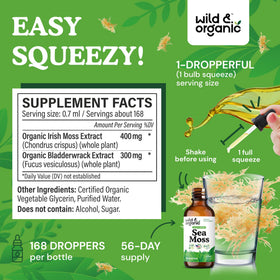 Ingrédients naturels des gouttes de mousse de mer Wild & Organic