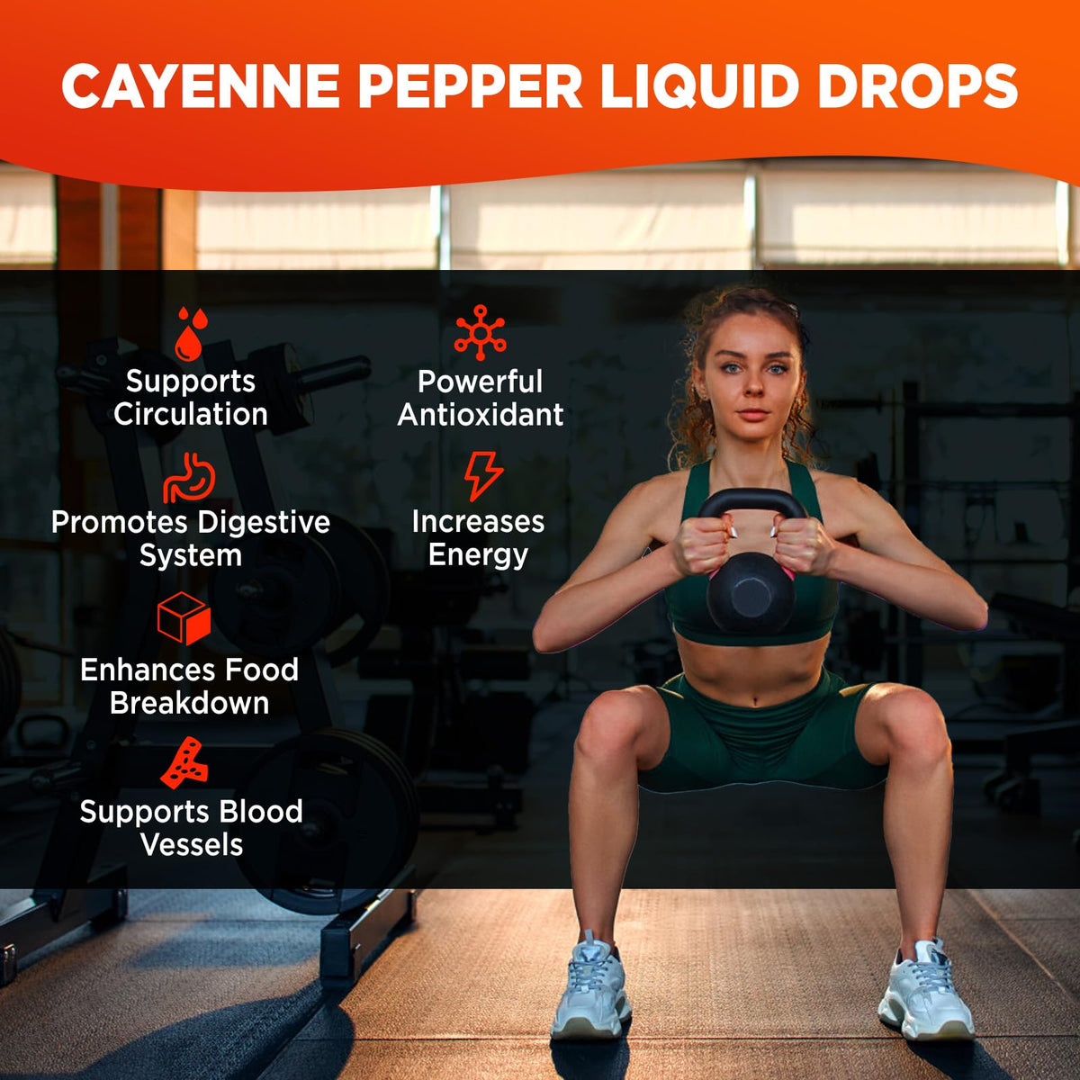 Ingrédients naturels des gouttes de piment de cayenne HOLLEGEND
