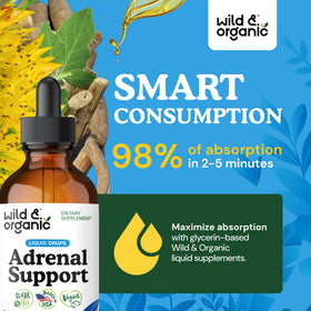 Ingrédients naturels des gouttes de soutien surrénalien Wild & Organic