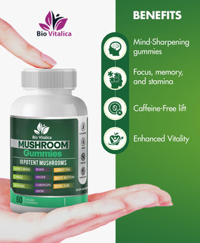 Ingrédients naturels des gummies BIO VITALICA, affichés sur l'étiquette