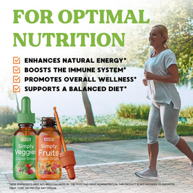 Ingrédients naturels du complément alimentaire liquide Fruits & Légumes Simply Nature's Pledge