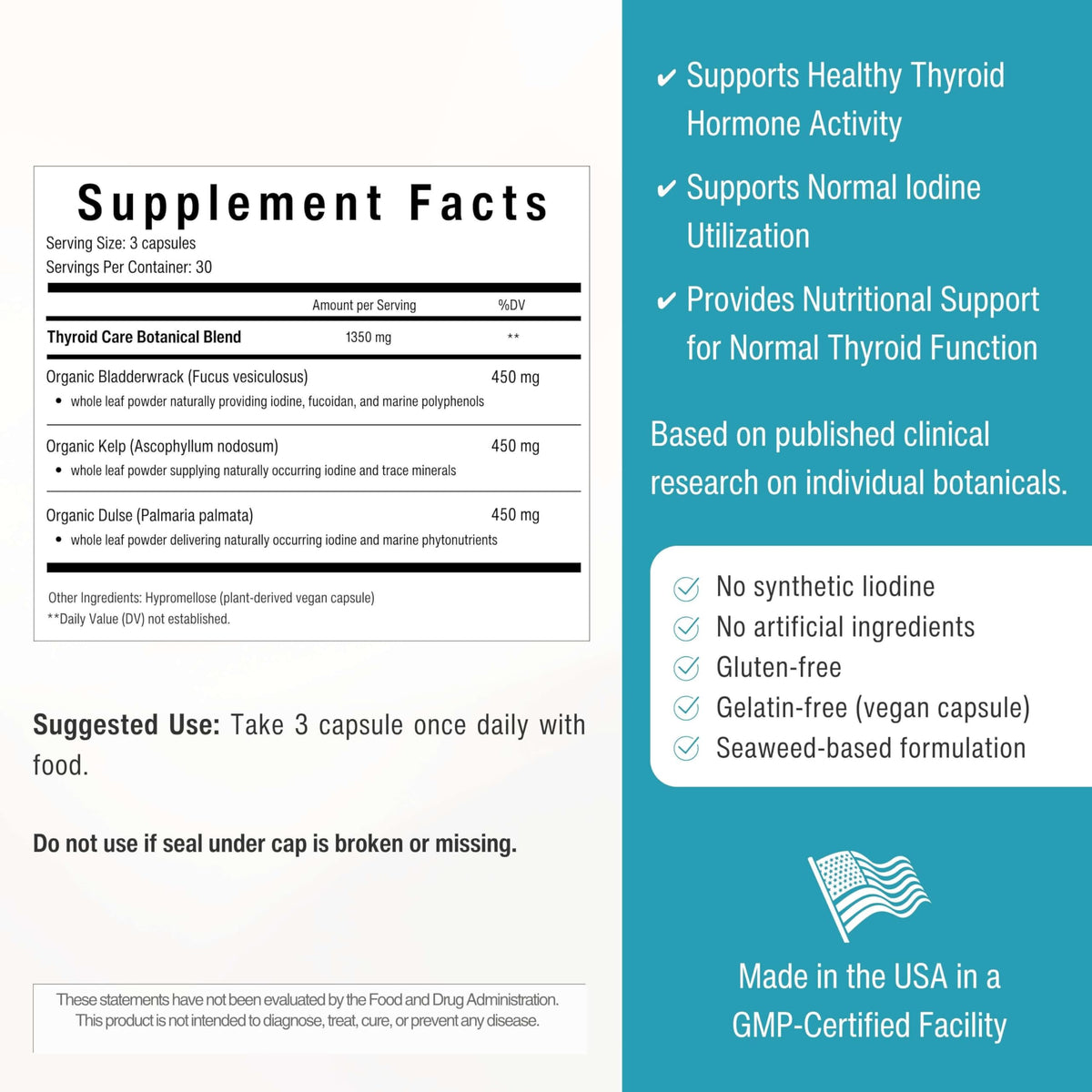 Ingrédients naturels du complément alimentaire thyroïdien de Sana Herbal Sciences