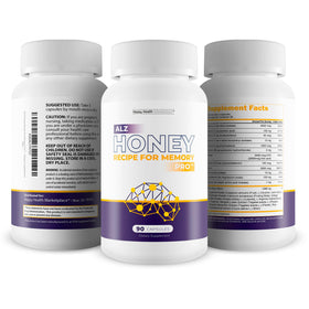 Ingrédients naturels du complément Honey Recipe for Memory sur une table